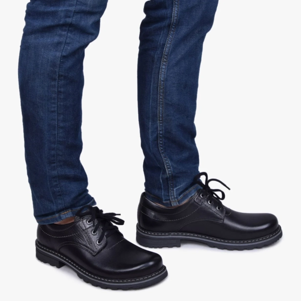 BUTY MĘSKIE TRAPERY SKÓRZANE CZARNE KAMPOL 32/15