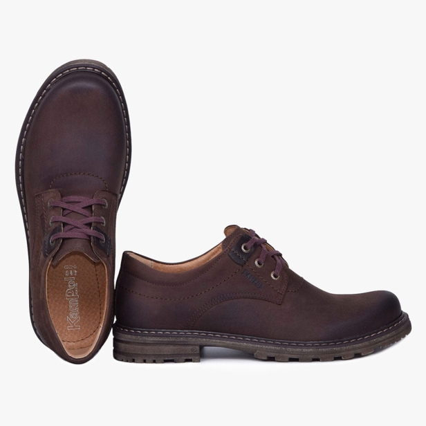 BUTY MĘSKIE TRAPERY SKÓRZANE CIEMNY BRĄZ KAMPOL 32/OL