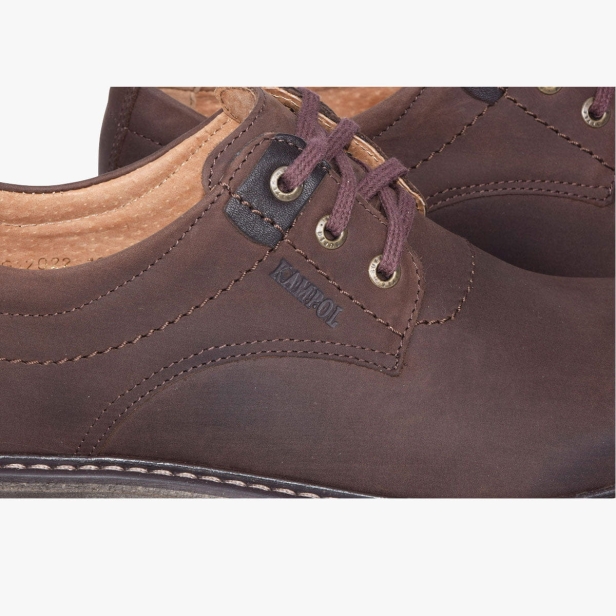 BUTY MĘSKIE TRAPERY SKÓRZANE CIEMNY BRĄZ KAMPOL 32/OL