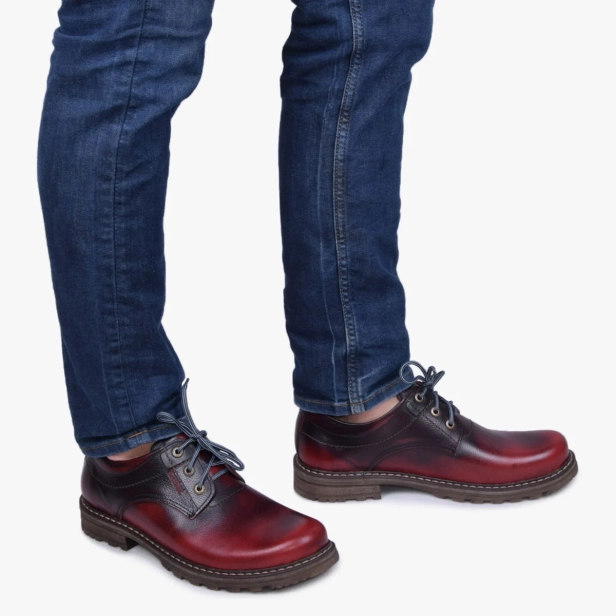 BUTY MĘSKIE TRAPERY SKÓRZANE CZERWONE KABIR KAMPOL 32/KC