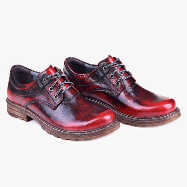 BUTY MĘSKIE TRAPERY SKÓRZANE CZERWONE KABIR KAMPOL 32/KC