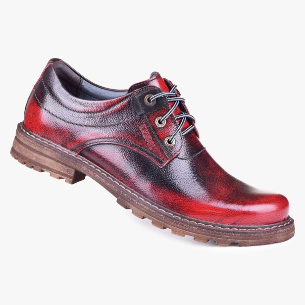 BUTY MĘSKIE TRAPERY SKÓRZANE CZERWONE KABIR KAMPOL 32/KC