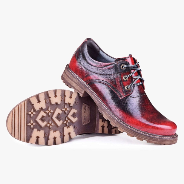 BUTY MĘSKIE TRAPERY SKÓRZANE CZERWONE KABIR KAMPOL 32/KC