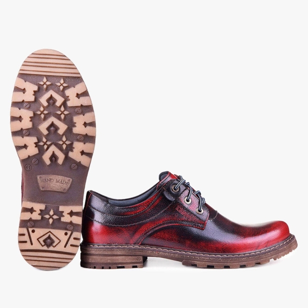 BUTY MĘSKIE TRAPERY SKÓRZANE CZERWONE KABIR KAMPOL 32/KC