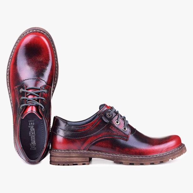 BUTY MĘSKIE TRAPERY SKÓRZANE CZERWONE KABIR KAMPOL 32/KC