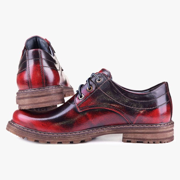 BUTY MĘSKIE TRAPERY SKÓRZANE CZERWONE KABIR KAMPOL 32/KC