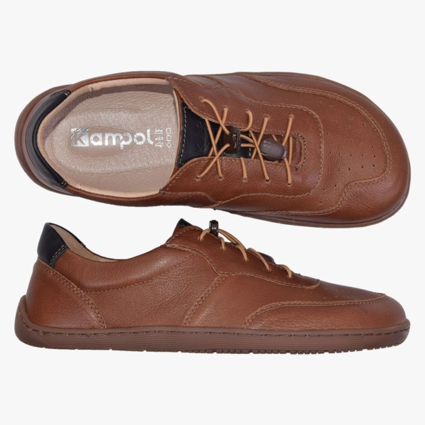 BUTY DAMSKIE MINIMALISTYCZNE BAREFOOT SZEROKIE SKÓRZANE BRĄZOWE 500/BR