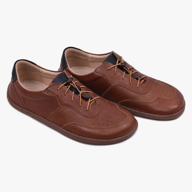 BUTY DAMSKIE MINIMALISTYCZNE BAREFOOT SZEROKIE SKÓRZANE BRĄZOWE 500/BR