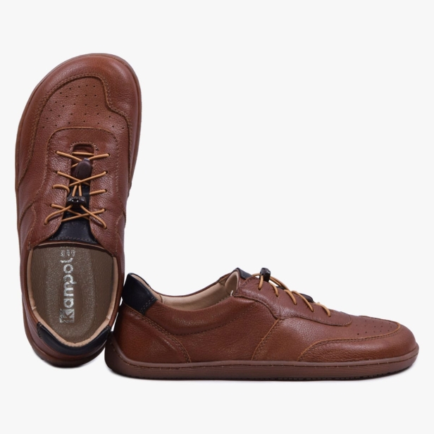 BUTY DAMSKIE MINIMALISTYCZNE BAREFOOT SZEROKIE SKÓRZANE BRĄZOWE 500/BR