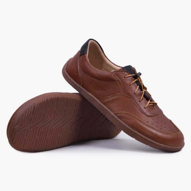 BUTY DAMSKIE MINIMALISTYCZNE BAREFOOT SZEROKIE SKÓRZANE BRĄZOWE 500/BR