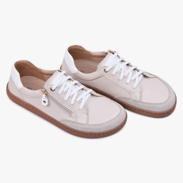 Buty barefoot damskie skórzane z zasuwakiem beżowe Kampol 505_BEZ (5).webp