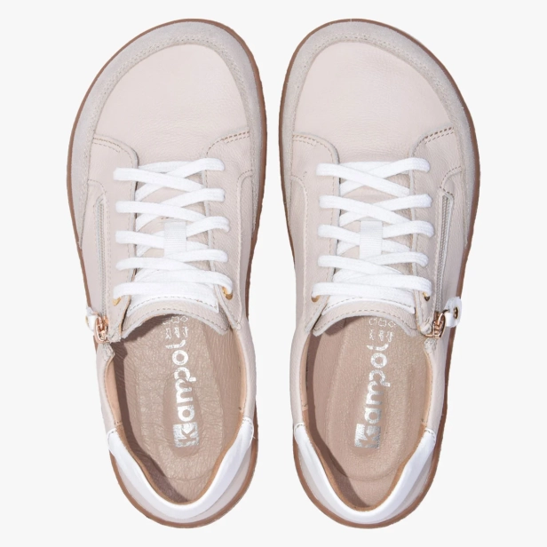 Buty barefoot damskie skórzane z zasuwakiem beżowe Kampol 505_BEZ (6).webp