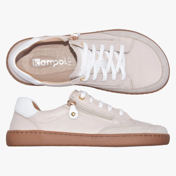 Buty barefoot damskie skórzane z zasuwakiem beżowe Kampol 505_BEZ (7).webp