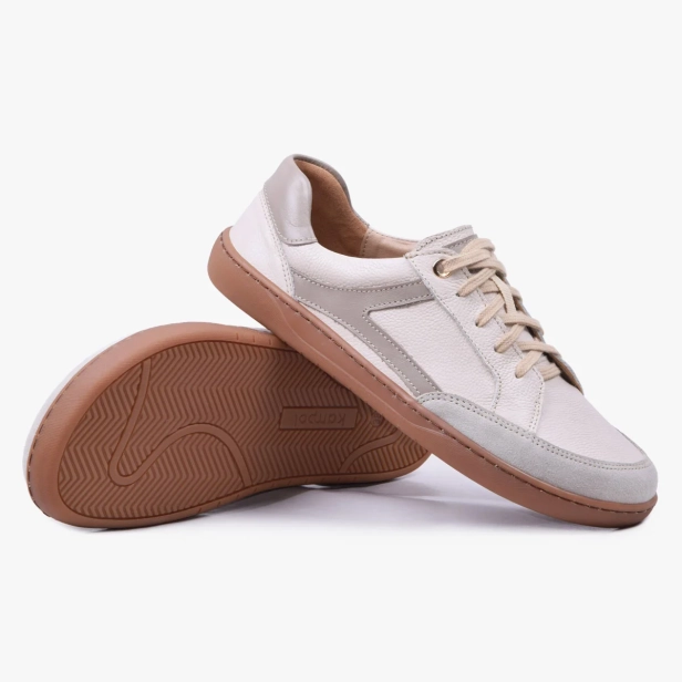 Buty damskie skórzane minimalistyczne barefoot beżowe Kampol 504_BEZ (8).webp