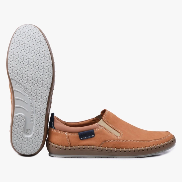 Buty męskie wsuwane skórzane beżowe Kampol 51_23 (1).webp