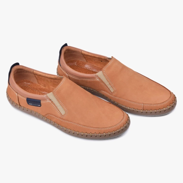 Buty męskie wsuwane skórzane beżowe Kampol 51_23 (5).webp
