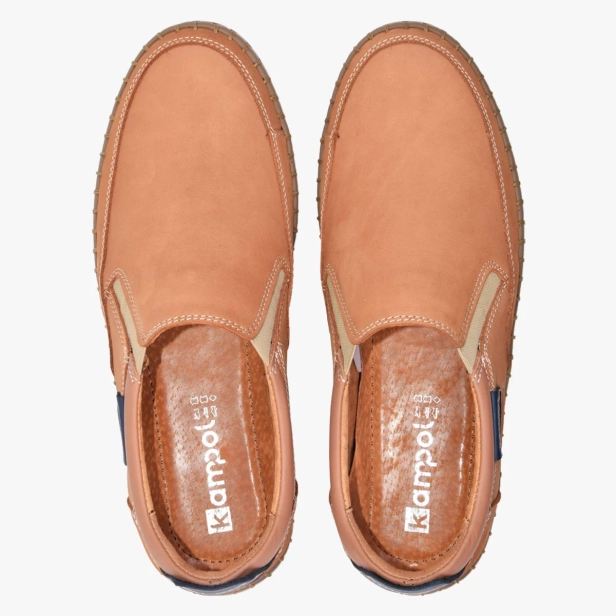Buty męskie wsuwane skórzane beżowe Kampol 51_23 (7).webp