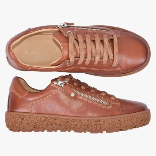 BUTY DAMSKIE SKÓRZANE Z SUWAKIEM BRĄZOWE KAMPOL 010_TAN (4).webp