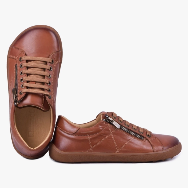 BAREFOOT BUTY DAMSKIE SKÓRZANE Z SUWAKIEM BRĄZOWE KAMPOL 013_TAN (3).webp