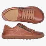 BUTY DAMSKIE BAREFOOT SKÓRZANE Z SUWAKIEM BRĄZOWE 013/TAN