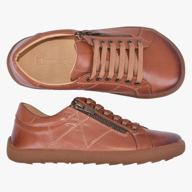 BAREFOOT BUTY DAMSKIE SKÓRZANE Z SUWAKIEM BRĄZOWE KAMPOL 013_TAN (6).webp