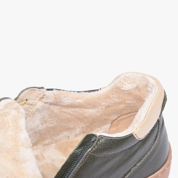 Buty zimowe barefoot damskie skórzane ocieplane zielone Kampol 600_OL (2).webp