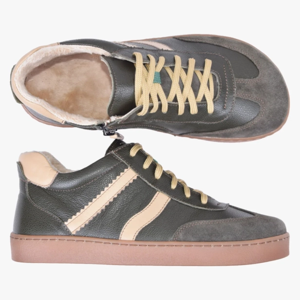 Buty zimowe barefoot damskie skórzane ocieplane zielone Kampol 600_OL (3).webp