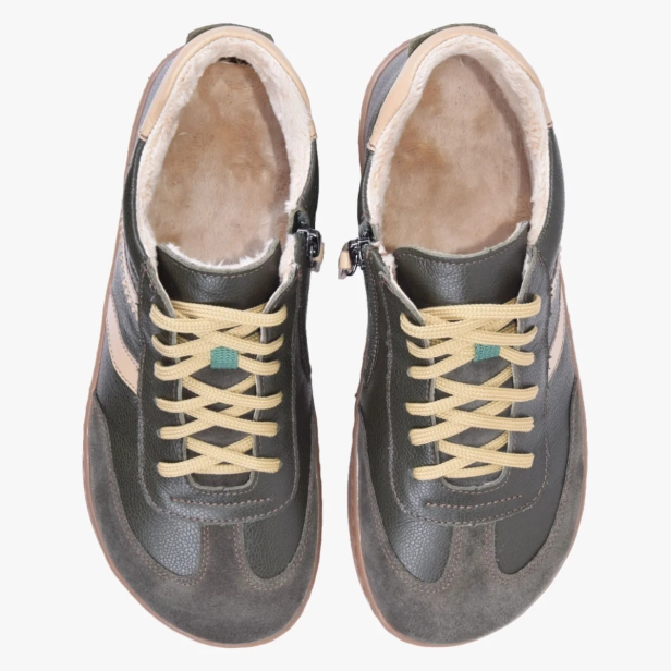 Buty zimowe barefoot damskie skórzane ocieplane zielone Kampol 600_OL (4).webp