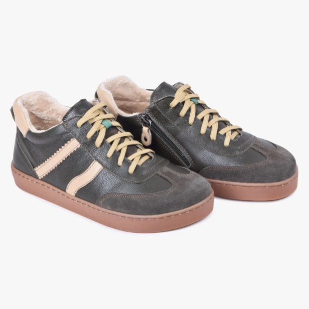 Buty zimowe barefoot damskie skórzane ocieplane zielone Kampol 600_OL (5).webp