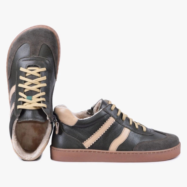 Buty zimowe barefoot damskie skórzane ocieplane zielone Kampol 600_OL (6).webp