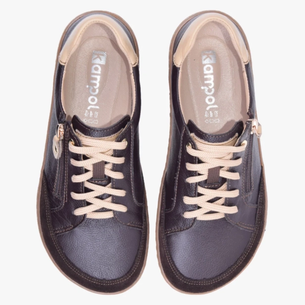 Buty damskie barefoot skórzane z suwakiem brązowe Kampol 505_65 (2).webp