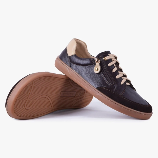 Buty damskie barefoot skórzane z suwakiem brązowe Kampol 505_65 (3).webp