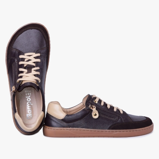 Buty damskie barefoot skórzane z suwakiem brązowe Kampol 505_65 (5).webp