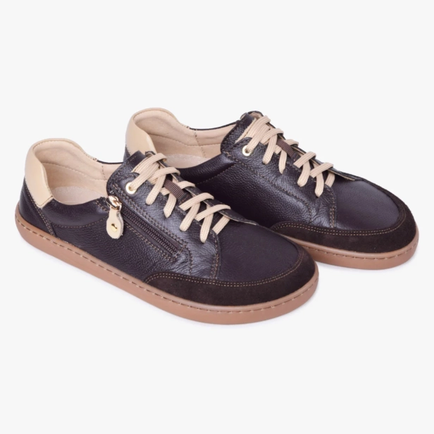 Buty damskie barefoot skórzane z suwakiem brązowe Kampol 505_65 (6).webp