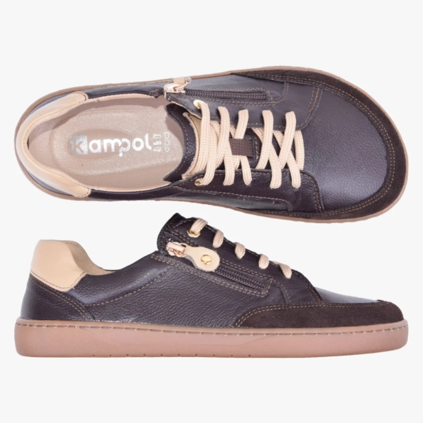 Buty damskie barefoot skórzane z suwakiem brązowe Kampol 505_65 (7).webp