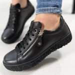 BUTY DAMSKIE SKÓRZANE Z SUWAKIEM CZARNE 010/BLK