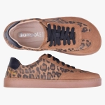 BAREFOOT BUTY SKÓRZANE DAMSKIE SZEROKIE BRĄZOWA PANTERKA 507/PA