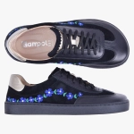 BAREFOOT BUTY DAMSKIE SKÓRZANE SZEROKIE CZARNE Z HAFTEM 507/15/H