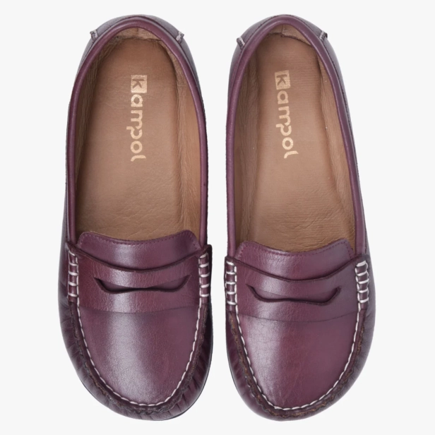 Mokasyny damskie skórzane barefoot bordowe kampol 510_vinegar (3).webp