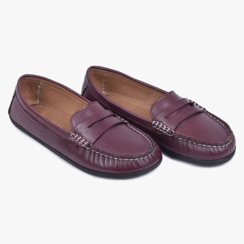 Mokasyny damskie skórzane barefoot bordowe kampol 510_vinegar (5).webp