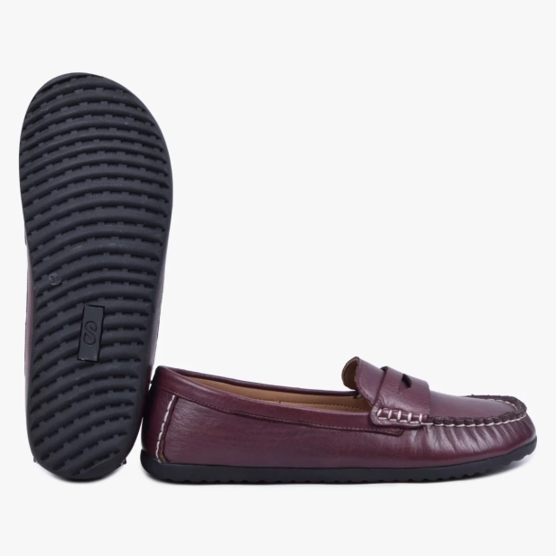Mokasyny damskie skórzane barefoot bordowe kampol 510_vinegar (6).webp