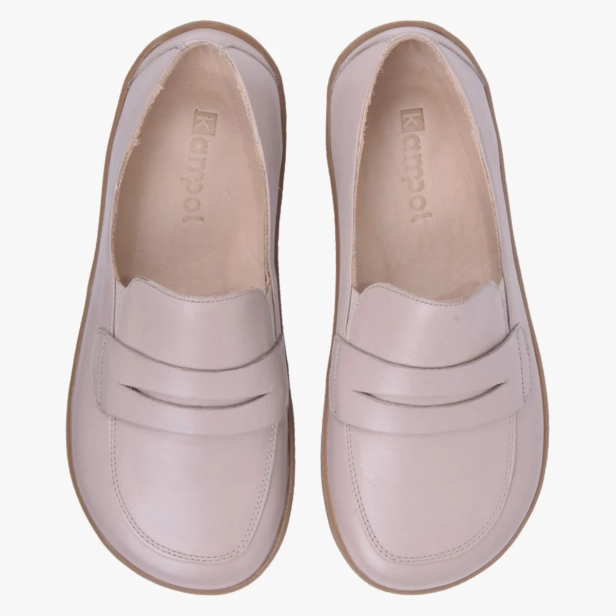 MOKASYNY DAMSKIE SKÓRZANE SZEROKIE BAREFOOT BEŻOWE KAMPOL 043 (8).webp