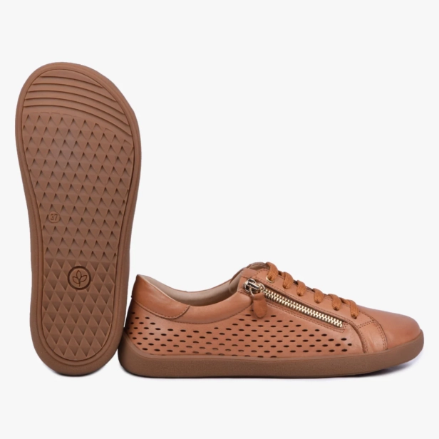 BUTY DAMSKIE SKÓRZANE POWYCINANE NA LATO BRĄZOWE KAMPOL 051 (4).webp