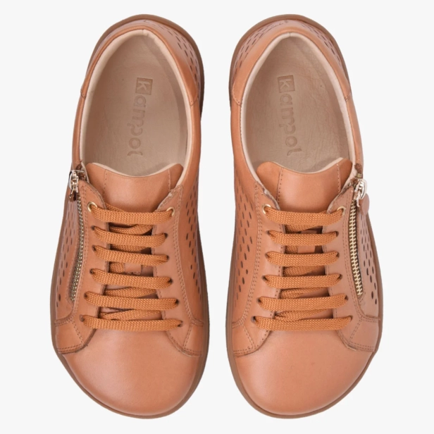 BUTY DAMSKIE SKÓRZANE POWYCINANE NA LATO BRĄZOWE KAMPOL 051 (8).webp