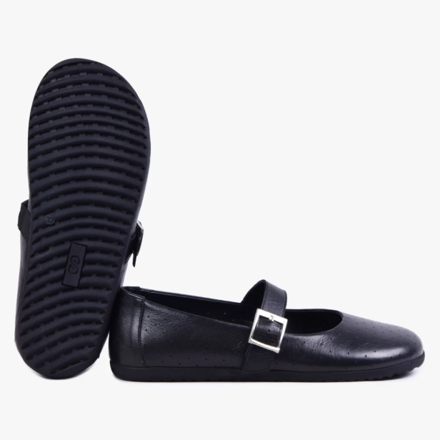 BALERINY DAMSKIE BAREFOOT Z GUMKĄ CZARNE KAMPOL 504 (3).webp