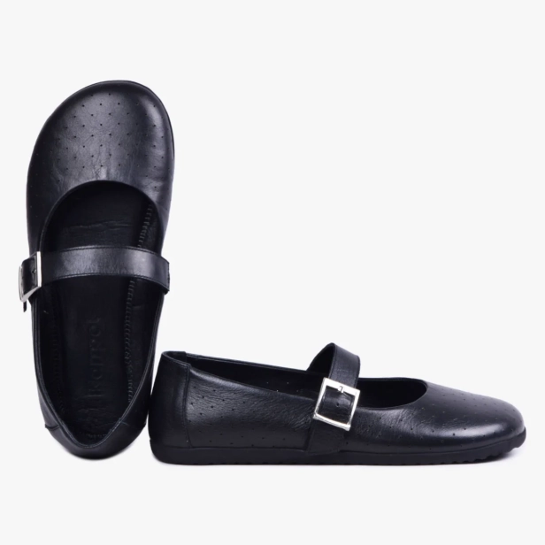 BALERINY DAMSKIE BAREFOOT Z GUMKĄ CZARNE KAMPOL 504 (4).webp