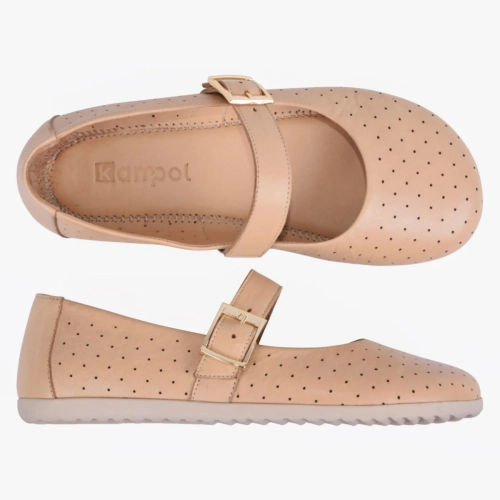 BALERINKI BAREFOOT DAMSKIE SKÓRZANE SZEROKIE BEŻOWE KAMPOL 504 (1).webp