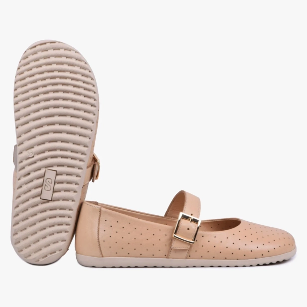 BALERINKI BAREFOOT DAMSKIE SKÓRZANE SZEROKIE BEŻOWE KAMPOL 504 (3).webp