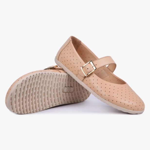 BALERINKI BAREFOOT DAMSKIE SKÓRZANE SZEROKIE BEŻOWE KAMPOL 504 (4).webp