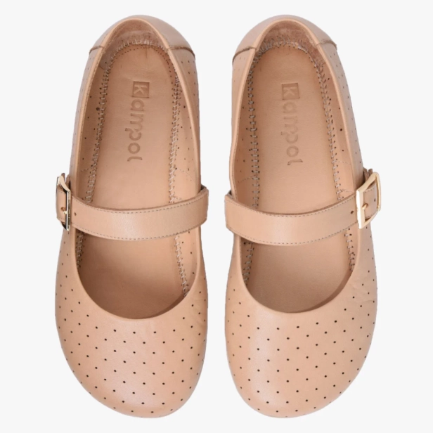 BALERINKI BAREFOOT DAMSKIE SKÓRZANE SZEROKIE BEŻOWE KAMPOL 504 (6).webp